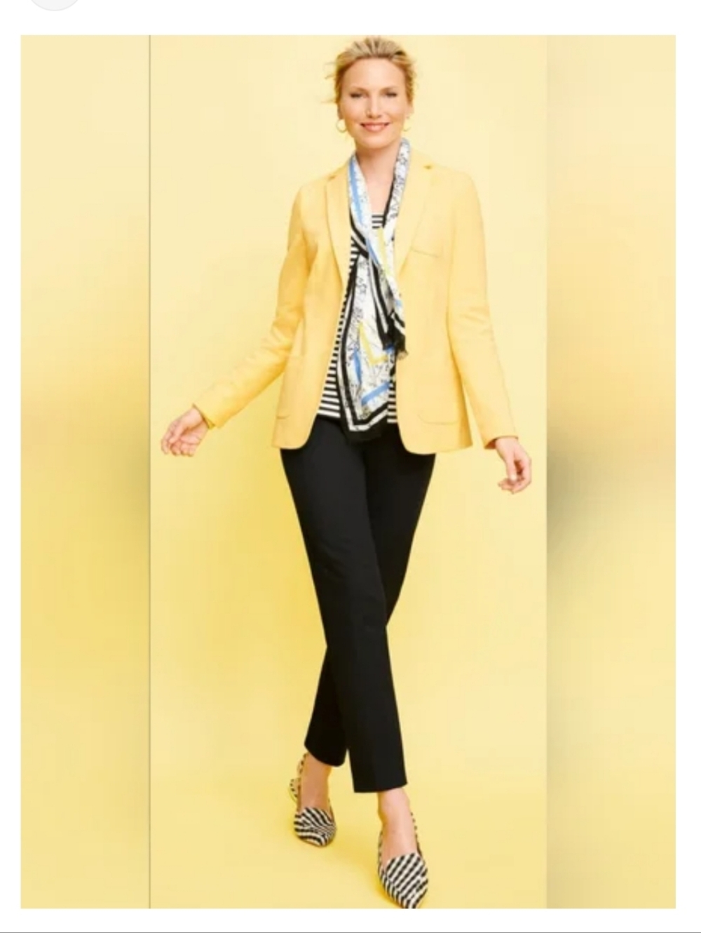Talbots Aberdeen Pique Spring Buttery Yellow Blazer Pockets Retails $150